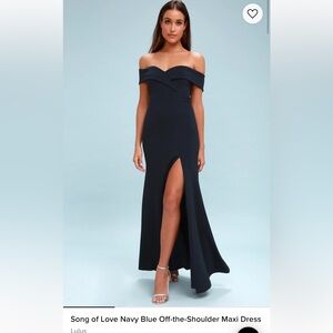 Song of Love Navy Blue Off-the-Shoulder Maxi Dress
Lulus